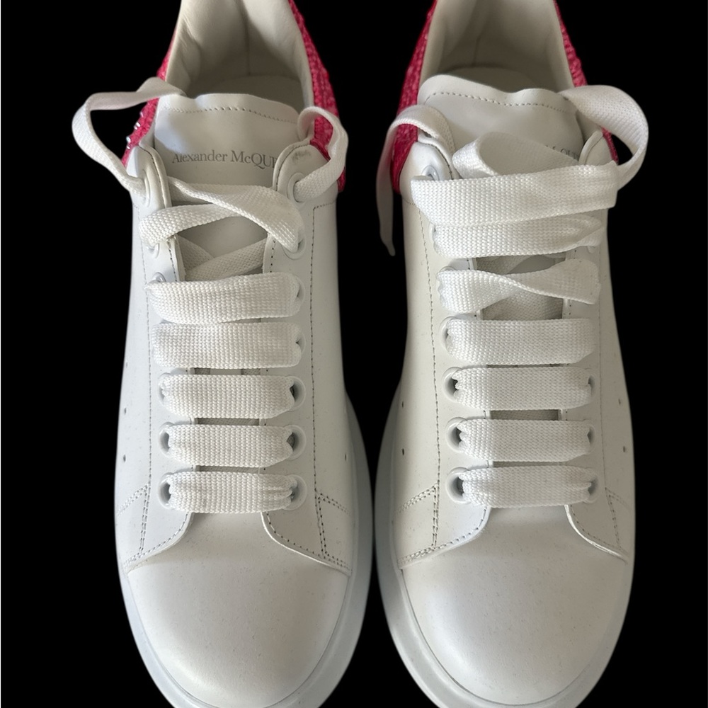 Alexander McQueen White Oversized Sneakers White Pink Glitter’ Size 40 - Picture 2 of 6